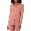 Amazon Essentials womens Wide Rib Long Sleeve Button-up Collared Cardigan (Pants Sold Separately)(Terracotta)