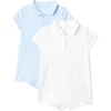Amazon Essentials x Sofia Grainge Baby Boys’ Short Sleeve Cotton Romper with Snap Closure, Breathable, Pack of 2(Light Blue/White)