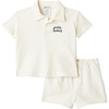 Amazon Essentials x Sofia Grainge Toddlers and Baby Boys’ Cotton Pique Short Sleeve Shirt & Shorts Play Set(Ivory Navy Petit Soleil)