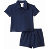 Amazon Essentials x Sofia Grainge Toddlers and Baby Boys’ Cotton Pique Short Sleeve Shirt & Shorts Play Set(Navy)