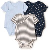 Amazon Essentials x Sofia Grainge Unisex Babies’ Side Snap Short Sleeve Bodysuit, Pack of 3(Light Blue/Bunnies/Stripe)