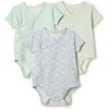 Amazon Essentials x Sofia Grainge Unisex Babies’ Side Snap Short Sleeve Bodysuit, Pack of 3(Rabbits/Round Trees/Stripe)