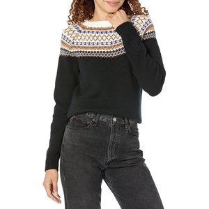 Amazon Essentials Crewneck Sweater for Women, Soft-Touch(Black  Classic Fairisle)