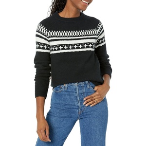 Amazon Essentials Crewneck Sweater for Women, Soft-Touch(Eggshell White  Simplified Fairisle)