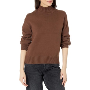 Amazon Essentials Women’s Cotton Pullover Sweater, Funnel-Neck (Available in Plus Size)(Deep Brown)