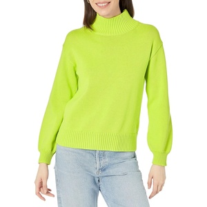 Amazon Essentials Women’s Cotton Pullover Sweater, Funnel-Neck (Available in Plus Size)(Lime Green)