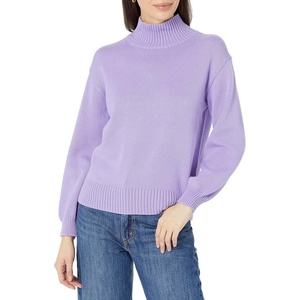 Amazon Essentials Women’s Cotton Pullover Sweater, Funnel-Neck (Available in Plus Size)(Purple)