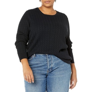Amazon Essentials Women’s Lightweight Cable Knit Long Sleeve Sweater(Black)