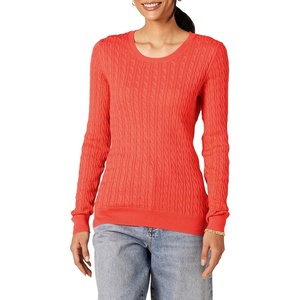 Amazon Essentials Women’s Lightweight Cable Knit Long Sleeve Sweater(Coral Pink)