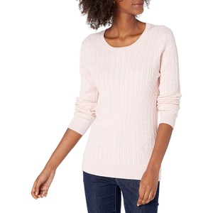 Amazon Essentials Women’s Lightweight Cable Knit Long Sleeve Sweater(Light Pink)