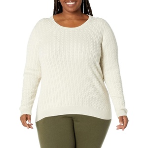 Amazon Essentials Women’s Lightweight Cable Knit Long Sleeve Sweater(Oatmeal Heather)