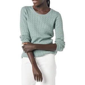Amazon Essentials Women’s Lightweight Cable Knit Long Sleeve Sweater(Sage Green Heather)