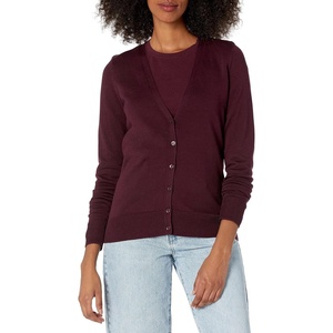 Amazon Essentials Women’s Lightweight Cardigan Sweater(Burgundy)