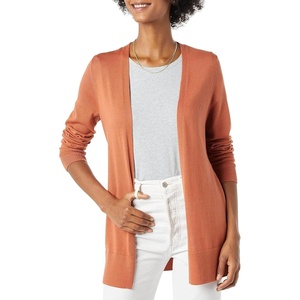 Amazon Essentials Women’s Lightweight Long-Sleeve Open-Front Long Cardigan Sweater, Regular Fit(Caramel)