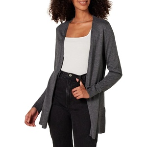 Amazon Essentials Women’s Lightweight Long-Sleeve Open-Front Long Cardigan Sweater, Regular Fit(Charcoal Heather)
