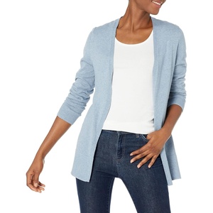 Amazon Essentials Women’s Lightweight Long-Sleeve Open-Front Long Cardigan Sweater, Regular Fit(Indigo Blue Heather)
