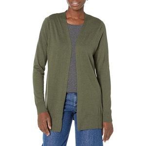 Amazon Essentials Women’s Lightweight Long-Sleeve Open-Front Long Cardigan Sweater, Regular Fit(Olive)
