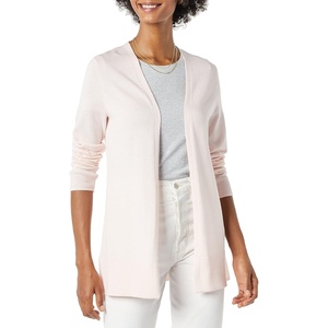 Amazon Essentials Women’s Lightweight Long-Sleeve Open-Front Long Cardigan Sweater, Regular Fit(Pale Pink)