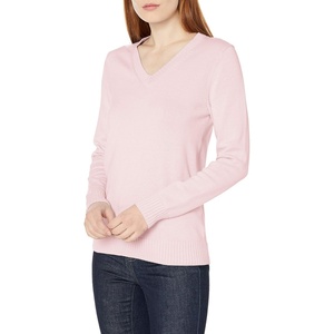 Amazon Essentials Women’s Lightweight Long-Sleeve V-Neck Cotton Sweater(Light Pink)