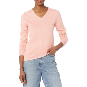 Amazon Essentials Women’s Lightweight Long-Sleeve V-Neck Cotton Sweater(Peach)