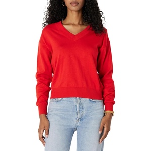 Amazon Essentials Women’s Lightweight Long-Sleeve V-Neck Sweater(Bright Poppy Red)