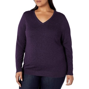 Amazon Essentials Women’s Lightweight Long-Sleeve V-Neck Sweater(Dark Purple)