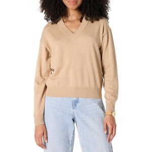 Amazon Essentials Women’s Lightweight Long-Sleeve V-Neck Sweater(Gold Heather)