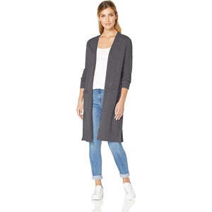 Amazon Essentials Women’s Lightweight Longer Length Open-Front Long-Sleeve Cardigan Sweater(Charcoal Heather)