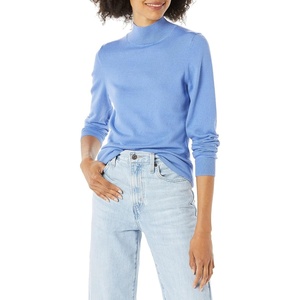Amazon Essentials Women’s Lightweight Mock Neck Pullover Sweater, Regular Fit (Available in Plus Size)(Blue)