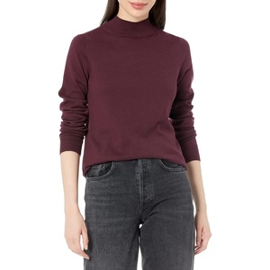 Amazon Essentials Women’s Lightweight Mock Neck Pullover Sweater, Regular Fit (Available in Plus Size)(Burgundy)