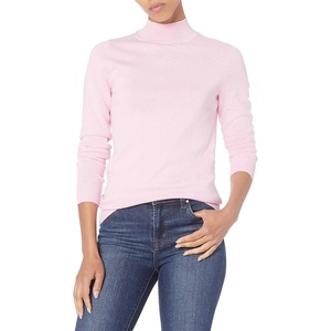 Amazon Essentials Women’s Lightweight Mock Neck Pullover Sweater, Regular Fit (Available in Plus Size)(Light Pink)