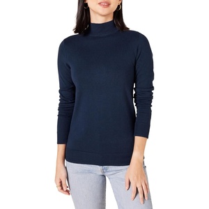 Amazon Essentials Women’s Lightweight Mock Neck Pullover Sweater, Regular Fit (Available in Plus Size)(Navy)