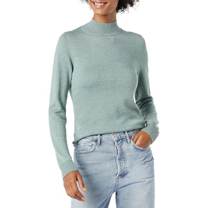 Amazon Essentials Women’s Lightweight Mock Neck Pullover Sweater, Regular Fit (Available in Plus Size)(Sage Green Heather)