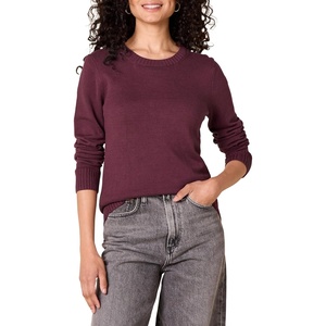 Amazon Essentials Women’s Lightweight Soft Crewneck Sweater, 100% Cotton, Plus(Burgundy)