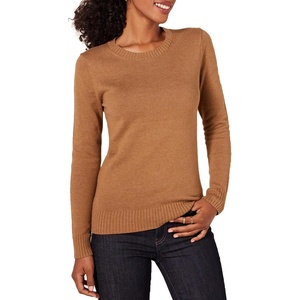 Amazon Essentials Women’s Lightweight Soft Crewneck Sweater, 100% Cotton, Plus(Camel Heather)