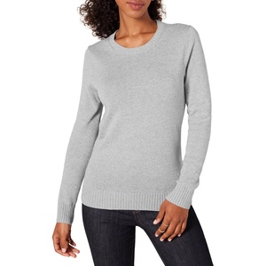 Amazon Essentials Women’s Lightweight Soft Crewneck Sweater, 100% Cotton, Plus(Light Grey Heather)