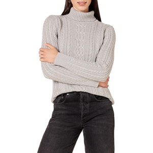 Amazon Essentials Women’s Long Sleeve Fisherman Cable Knit Turtleneck Sweater (Available in Plus Size)(Light Grey Heather)