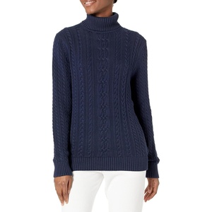 Amazon Essentials Women’s Long Sleeve Fisherman Cable Knit Turtleneck Sweater (Available in Plus Size)(Navy)