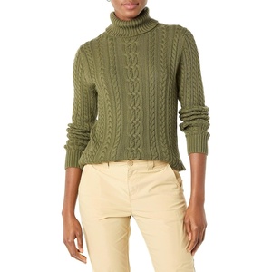 Amazon Essentials Women’s Long Sleeve Fisherman Cable Knit Turtleneck Sweater (Available in Plus Size)(Olive)