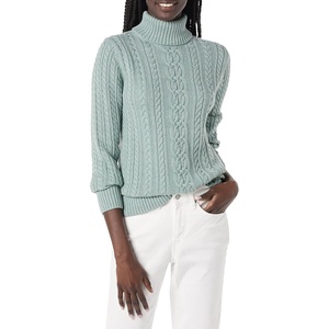 Amazon Essentials Women’s Long Sleeve Fisherman Cable Knit Turtleneck Sweater (Available in Plus Size)(Sage Green Heather)