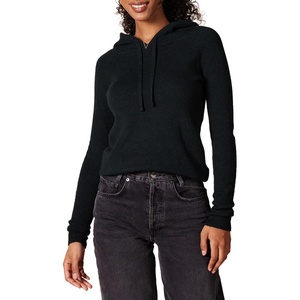 Amazon Essentials Women’s Long Sleeve Soft Touch Hooded Pullover Sweater(Black)