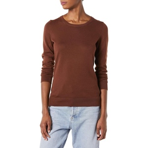 Amazon Essentials Women’s Long-Sleeve Lightweight Crewneck Sweater, Flattering (Available in Plus Size)(Brown)