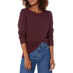 Amazon Essentials Women’s Long-Sleeve Lightweight Crewneck Sweater, Flattering (Available in Plus Size)(Burgundy)