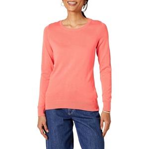 Amazon Essentials Women’s Long-Sleeve Lightweight Crewneck Sweater, Flattering (Available in Plus Size)(Coral Pink)
