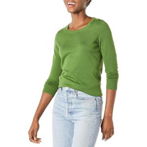 Amazon Essentials Women’s Long-Sleeve Lightweight Crewneck Sweater, Flattering (Available in Plus Size)(Green)