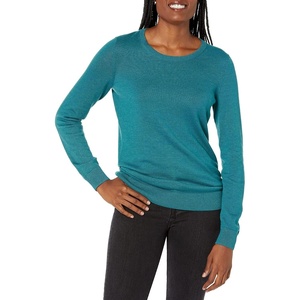 Amazon Essentials Women’s Long-Sleeve Lightweight Crewneck Sweater, Flattering (Available in Plus Size)(Teal Blue)