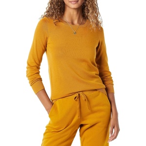 Amazon Essentials Women’s Long-Sleeve Lightweight Crewneck Sweater, Flattering (Available in Plus Size)(Tobacco Brown)