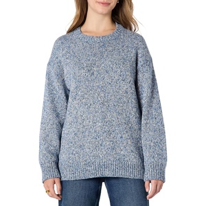 Amazon Essentials Women’s Oversized-Fit Heavyweight Cotton Blend Crewneck Sweater, Multi-Color, Ribbed(Bright Blue Marl)