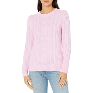 Amazon Essentials Women’s Regular Fit Soft Cotton Cable Knit Ribbed Crewneck Sweater (Available in Plus Size)(Light Pink)