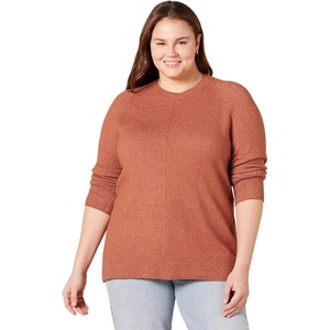 Amazon Essentials Women’s Regular-Fit Soft Touch Crewneck Long-Sleeve Sweater(Caramel)